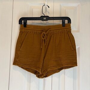 Ann Taylor Lou & Grey Triple Cloth Crinkle Cotton Shorts Aztec Gold/Brown
